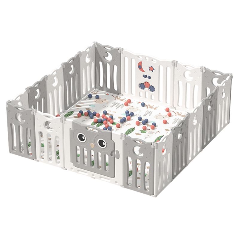 Little Angel-Foldable Baby Playpen W/ Fence For Indoor -Grey