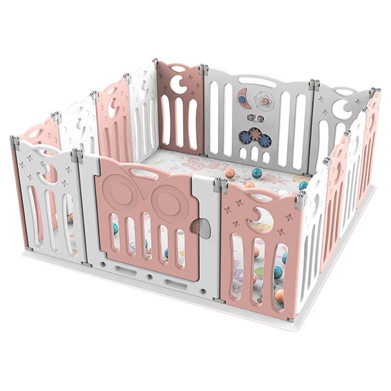 Little Angel-Foldable Baby Playpen W/ Fence For Indoor -Pink