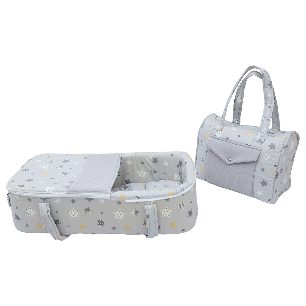 Little Angel - Carry Bassinet w/ Diaper Bag - Star Grey