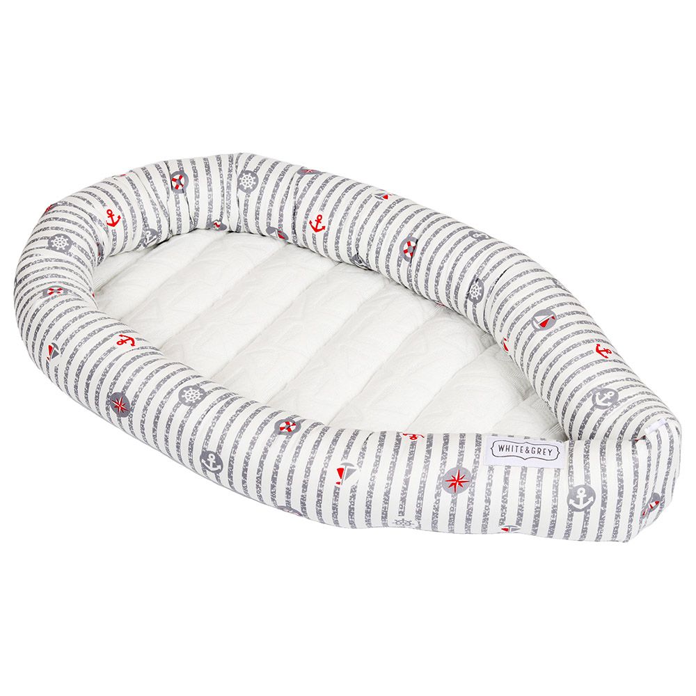 White&Grey - Baby Nest With Soft Paddings - Anchor