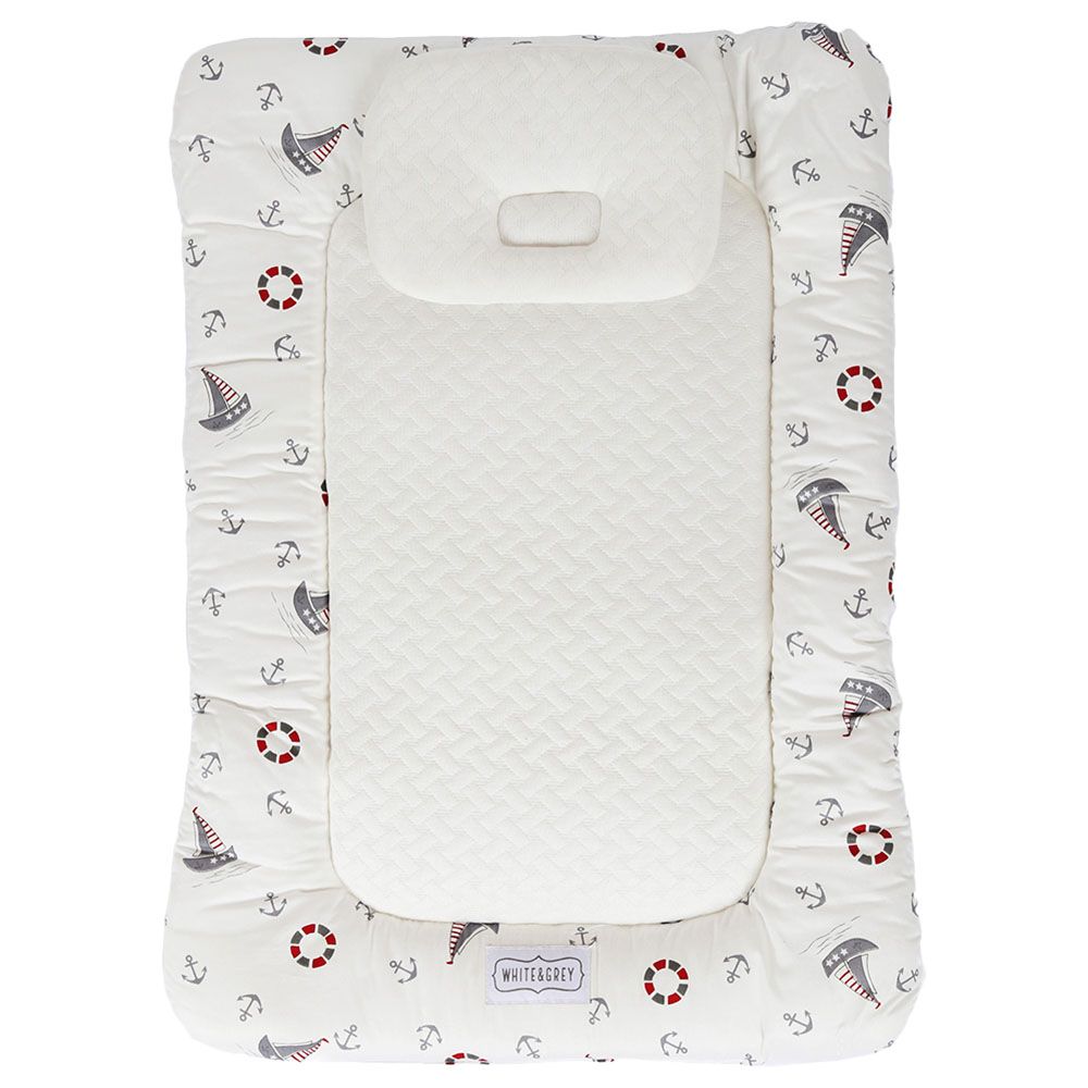 White&Grey - Baby Mattress With Pillow - Boat