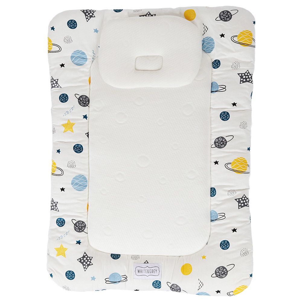 White&Grey - Baby Mattress With Pillow - Planet