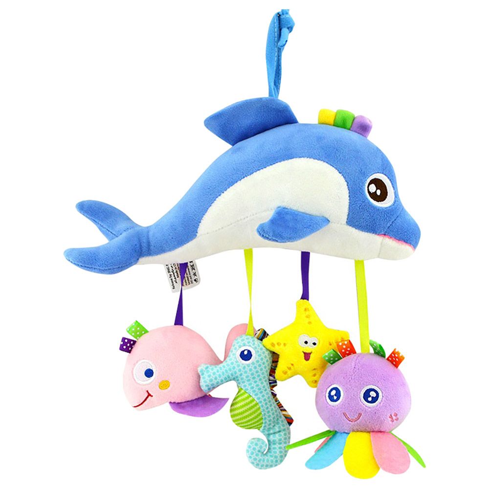 Little Angel - Baby Toys Hanging Rattle Soft Toy - Dolphin & Friends