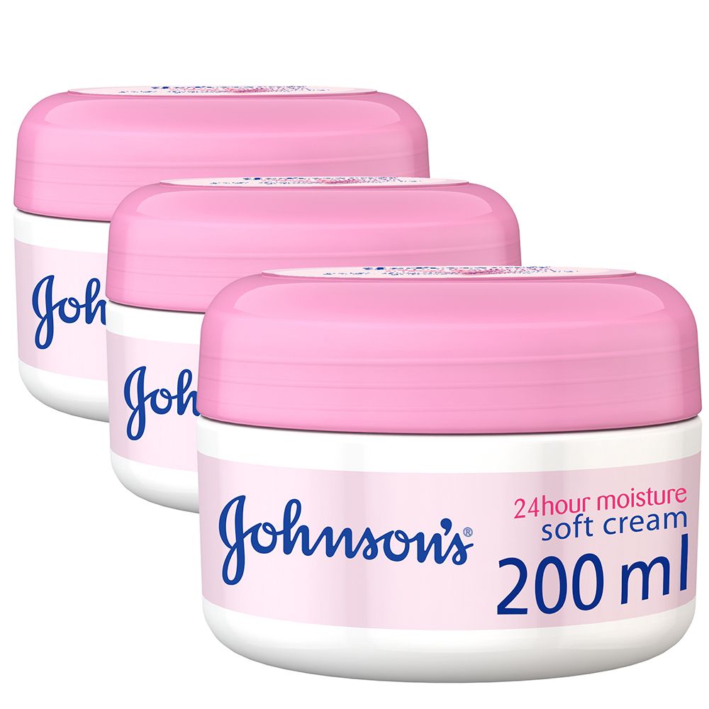 Johnson & Johnson - 24 Hour Moisture Soft Body Cream 200ml Pack of 3