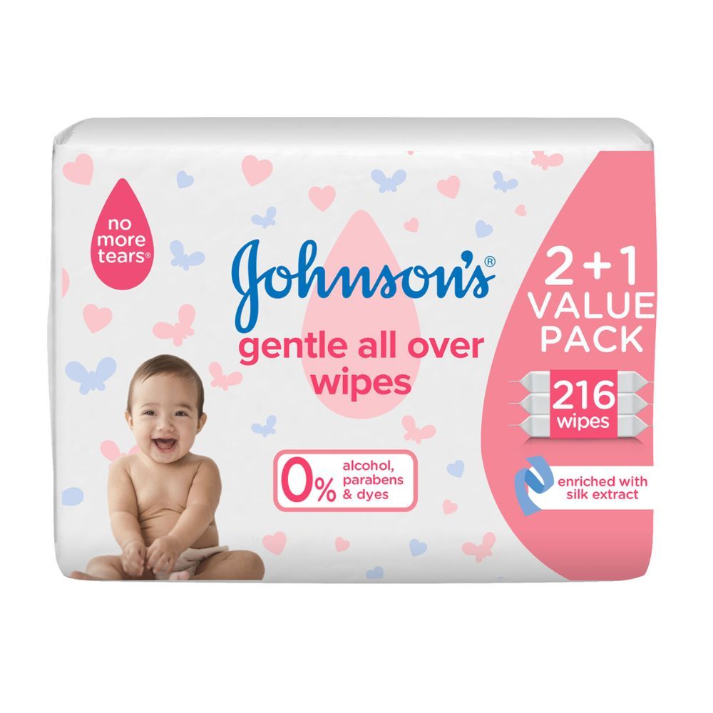 Johnson & Johnson - Baby Wipes - Gentle All Over 2+1 Pack 216pcs