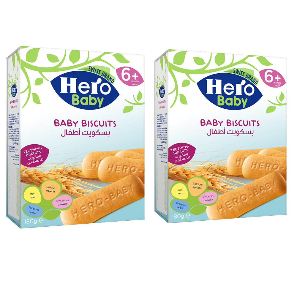 Hero Baby - Teething Biscuits 180g Twin Pack