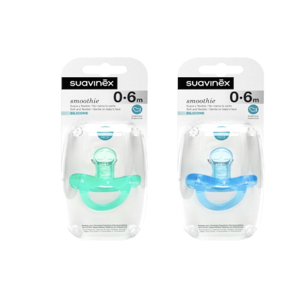 Suavinex Silicone Smoothie 2pc Set Boy, 0M to 6M