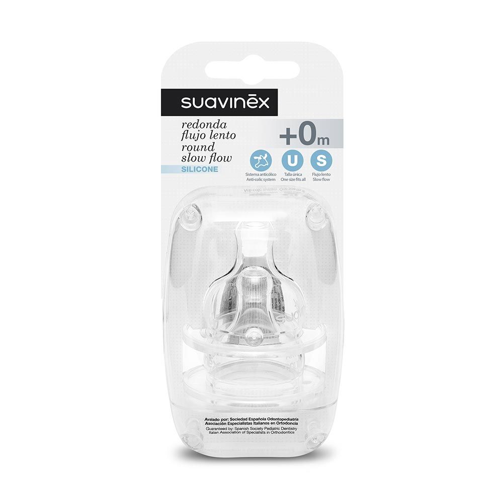 Suavinex Wide Neck Slow Flow Silicone Teat 0+M,Variable Flow