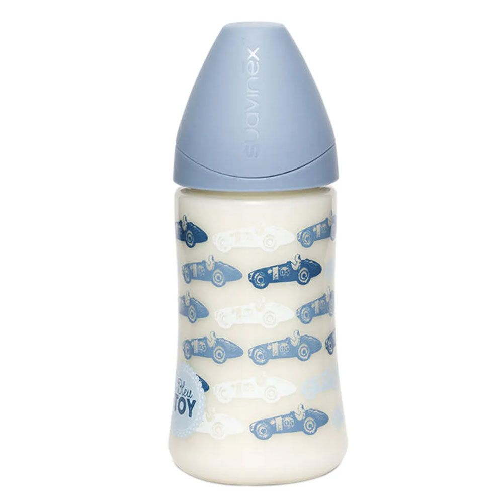 Suavinex - Anatomic Sausage Cars Baby Bottle 270ml - Blue