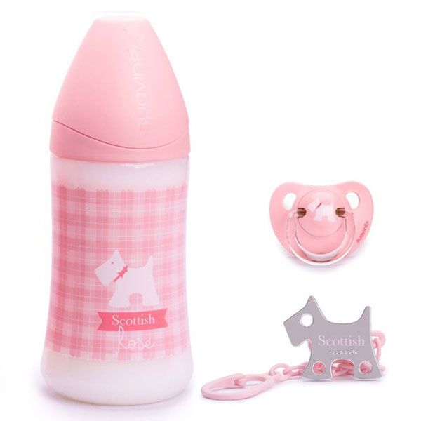 Suavinex - WN Btle PP 270ml S1 Anat Teat,Sthr 0-6m+Clip Pink