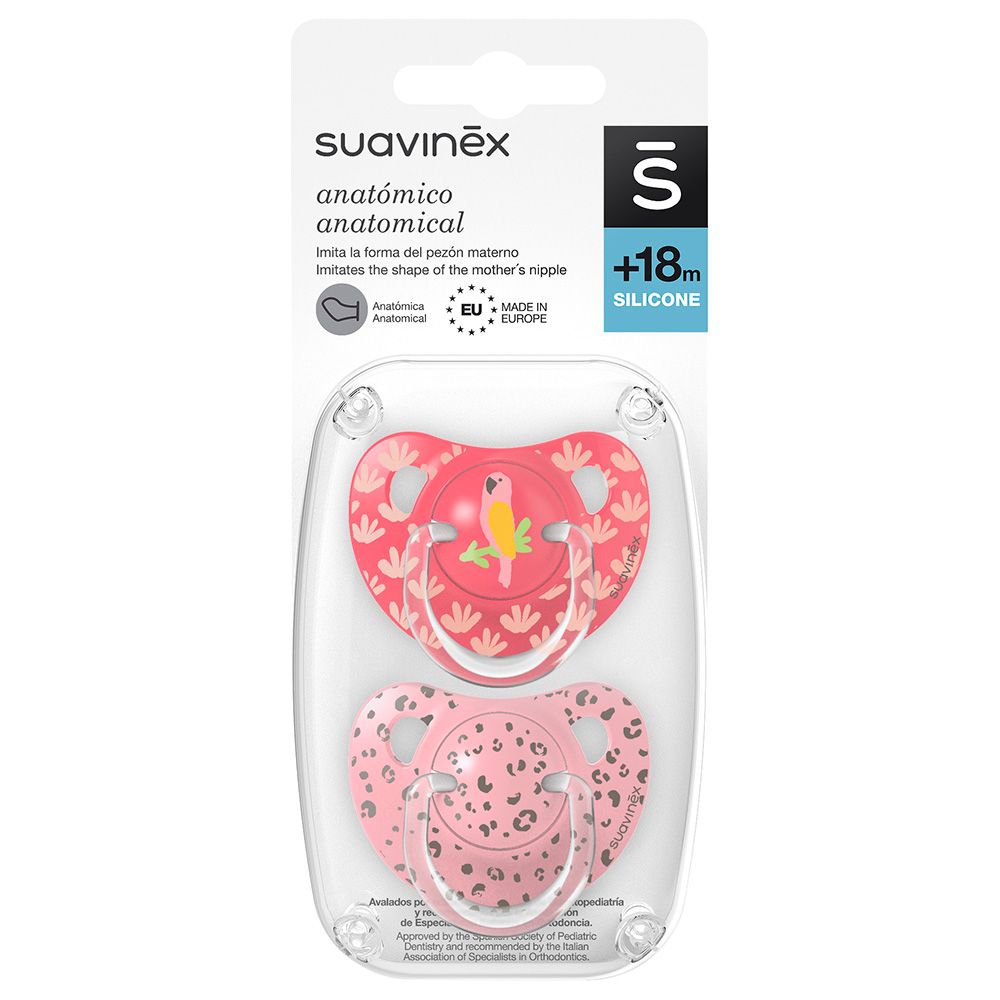 Suavinex - Jungle Anatomical Soother - 18M - 2pcs - Pink