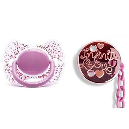 Suavinex - Prem Physio Soother S +4M + Chain Pink Love