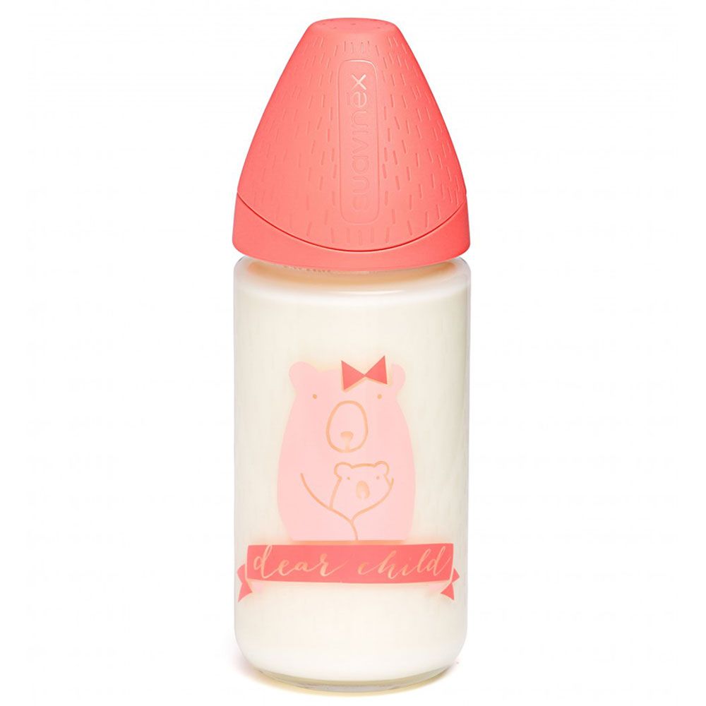 Suavinex - Silicone Tip Glass Bottle 240ml - Pink