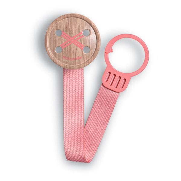 Suavinex - Button Soother Clip with Ribbon - Pink