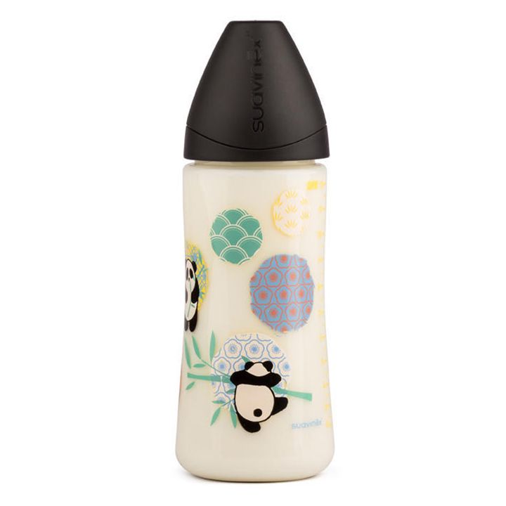 Suavinex - Panda Silicone Feeding Bottle 360ml - Black