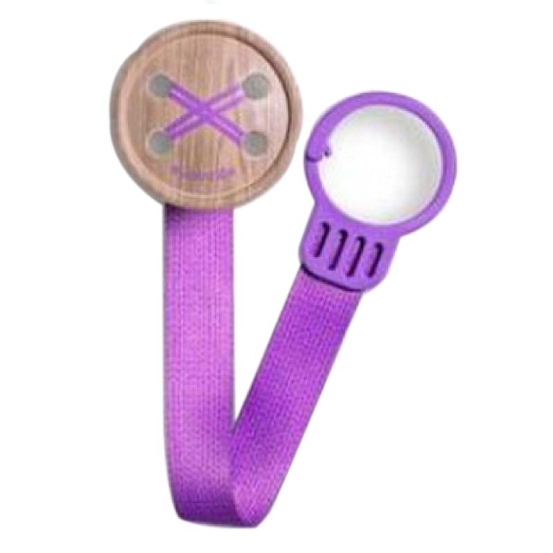 Suavinex - Button Soother Clip with Ribbon - Purple