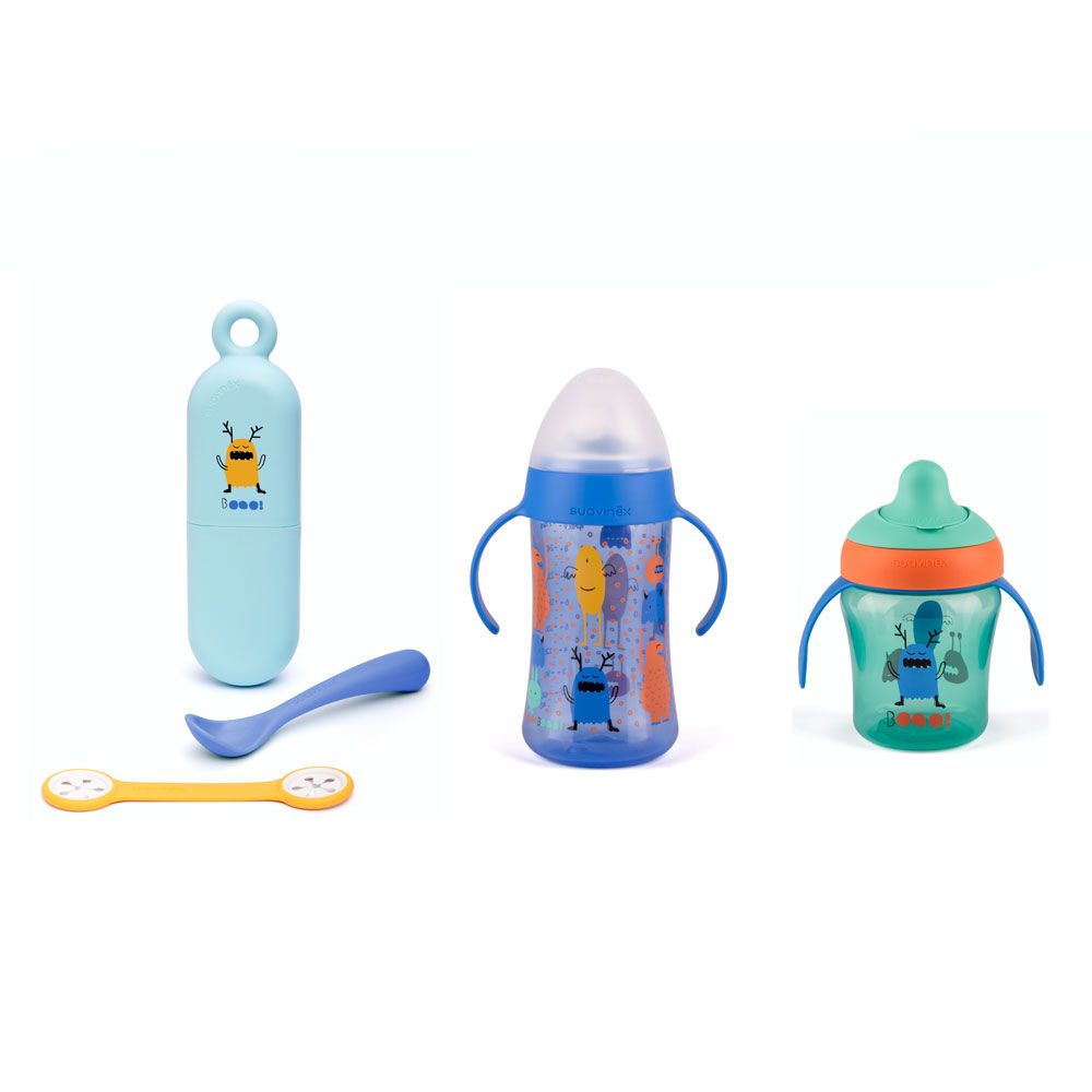 Suavinex - Sale Bundle Boo Set Learning Cup And Bottle, Blue