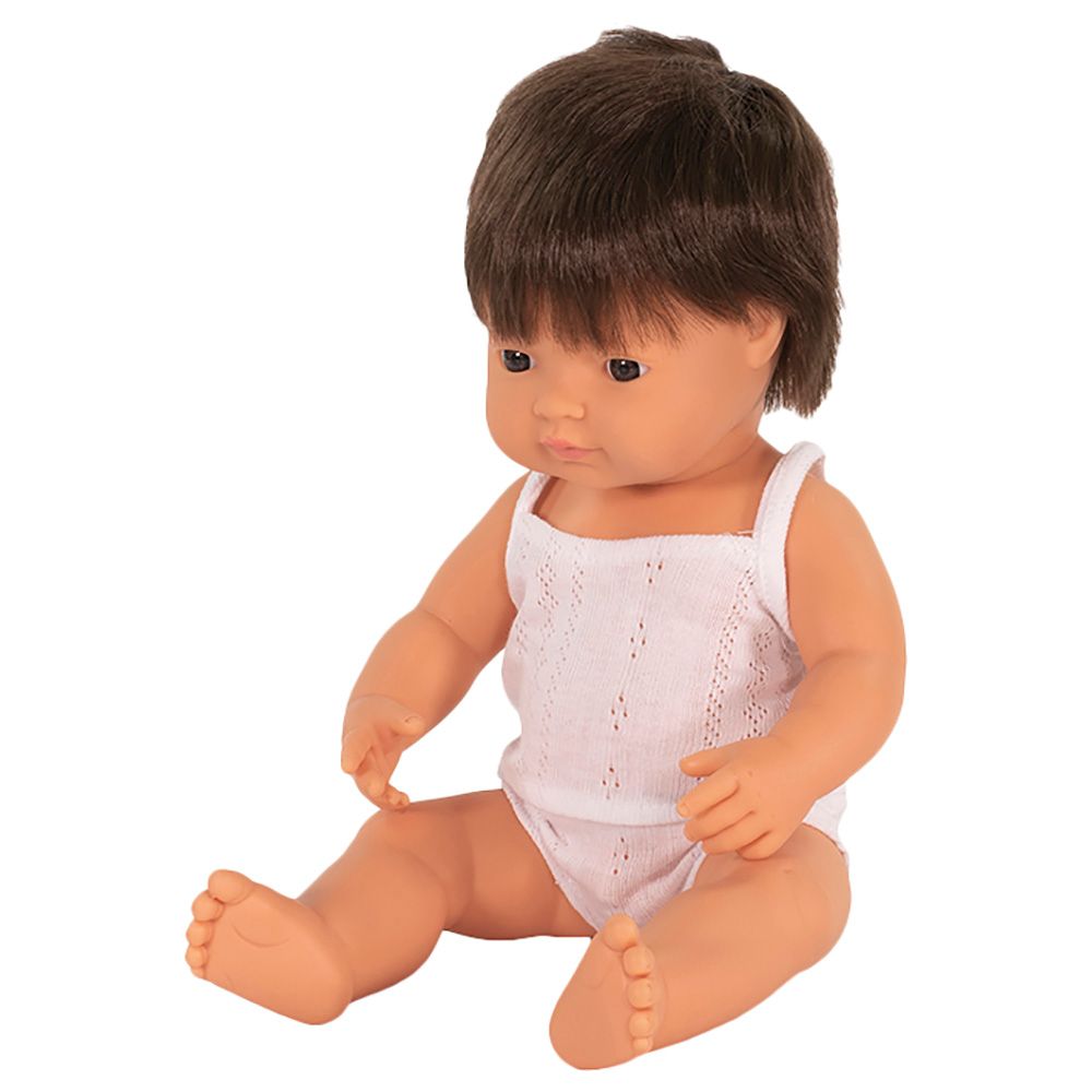 Miniland Educational - Baby Doll Brown Hair Boy 38 cm