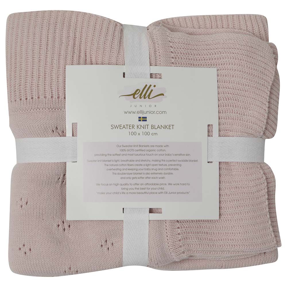 Elli Junior - Huge Knitted Blanket Organic Cotton - Pink