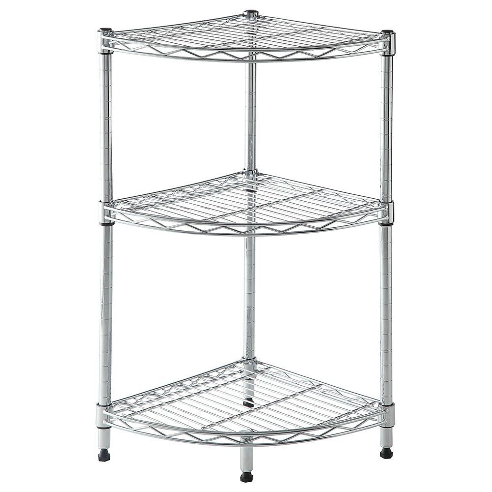 Cameltough - Corner Wire Rack 3 Shelf Chrome