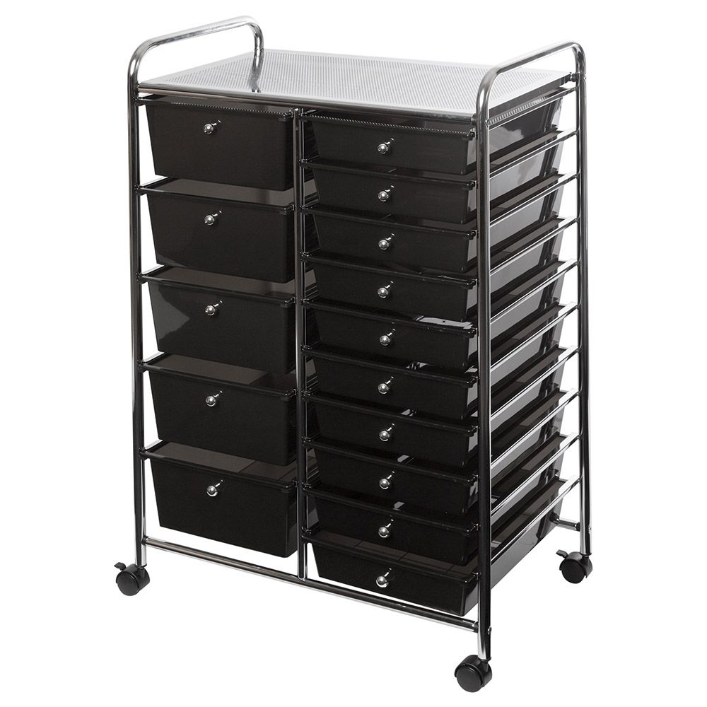 Zenments - 15-Drawer Organizer Cart - Black