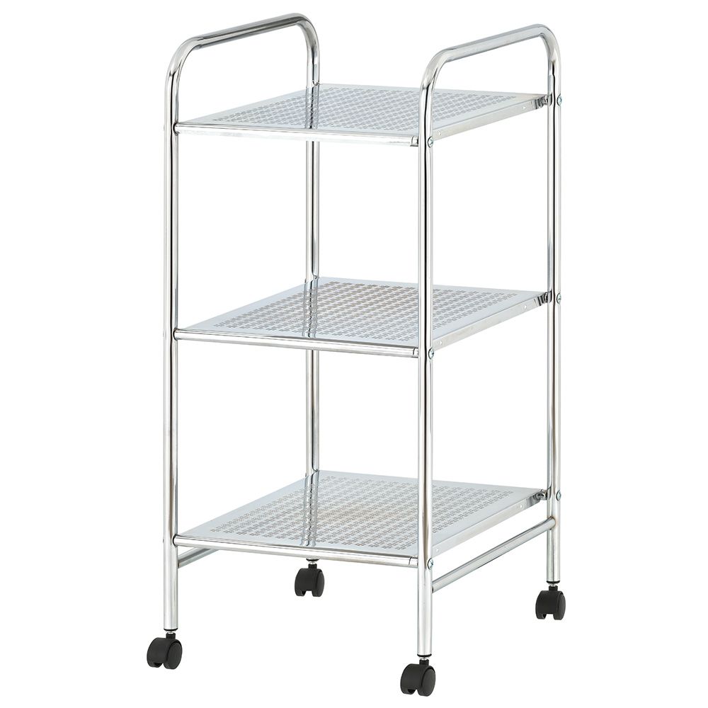 Zenments - 3-Tier Metal Shelf Trolley - Chrome