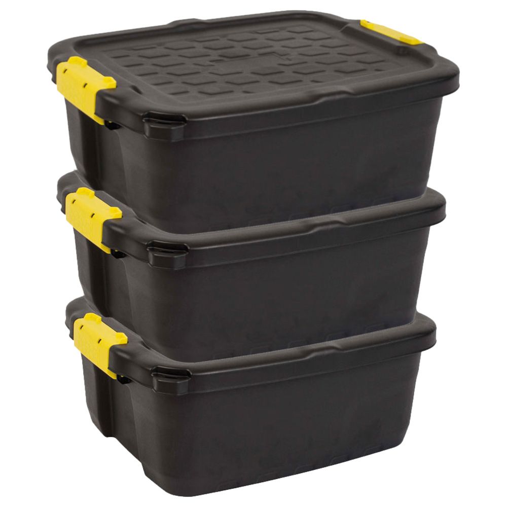 Strata - Heavy Duty 24L Storage Box 3pcs Set - Black