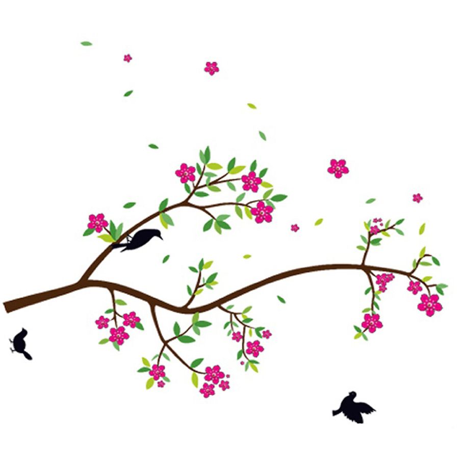 StickieArt  -  Birds on Flower Branch Wall Decal 90cm