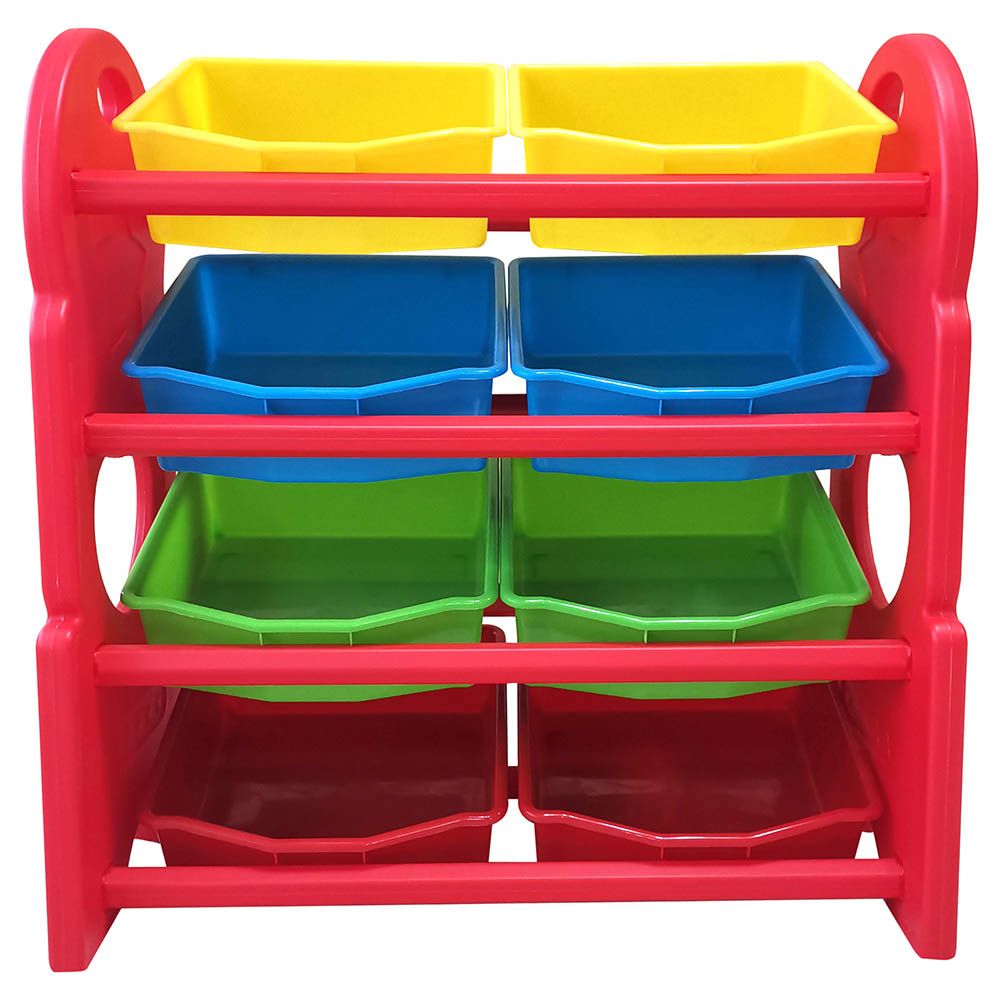 Home Canvas - Toy Organizer With Storage Bins - Red