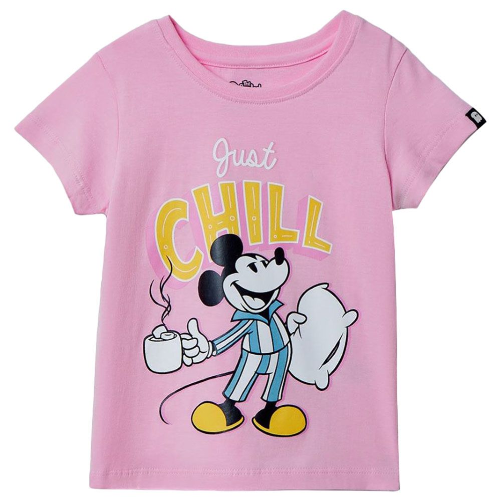 The Souled Store - Girls Mickey Just Chill Graphic T-Shirt - Pink