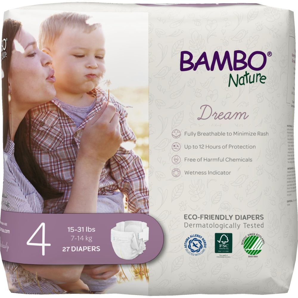 Bambo Nature - Eco-Friendly Diapers, Size 4, 7-14Kg, 27Diapers