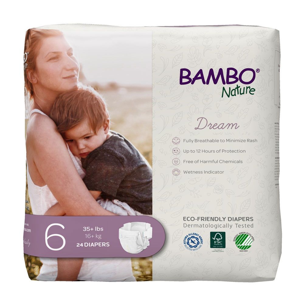 Bambo Nature Eco-Friendly Diapers, Size 6, 16+Kg 24 Diapers