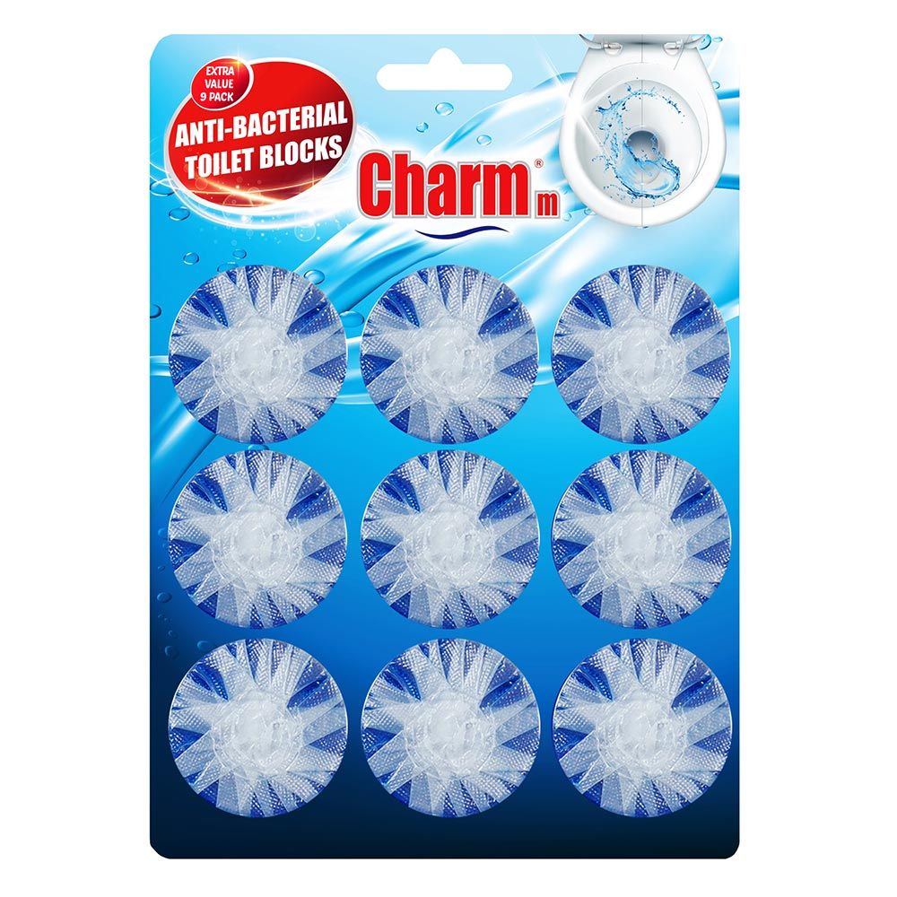 Charmm - Antibacterial Toilet Blocks Blue - 9 Pcs