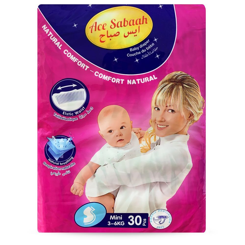 Ace Sabaah - Natural Baby Diapers Size S 3-6kg 30pcs