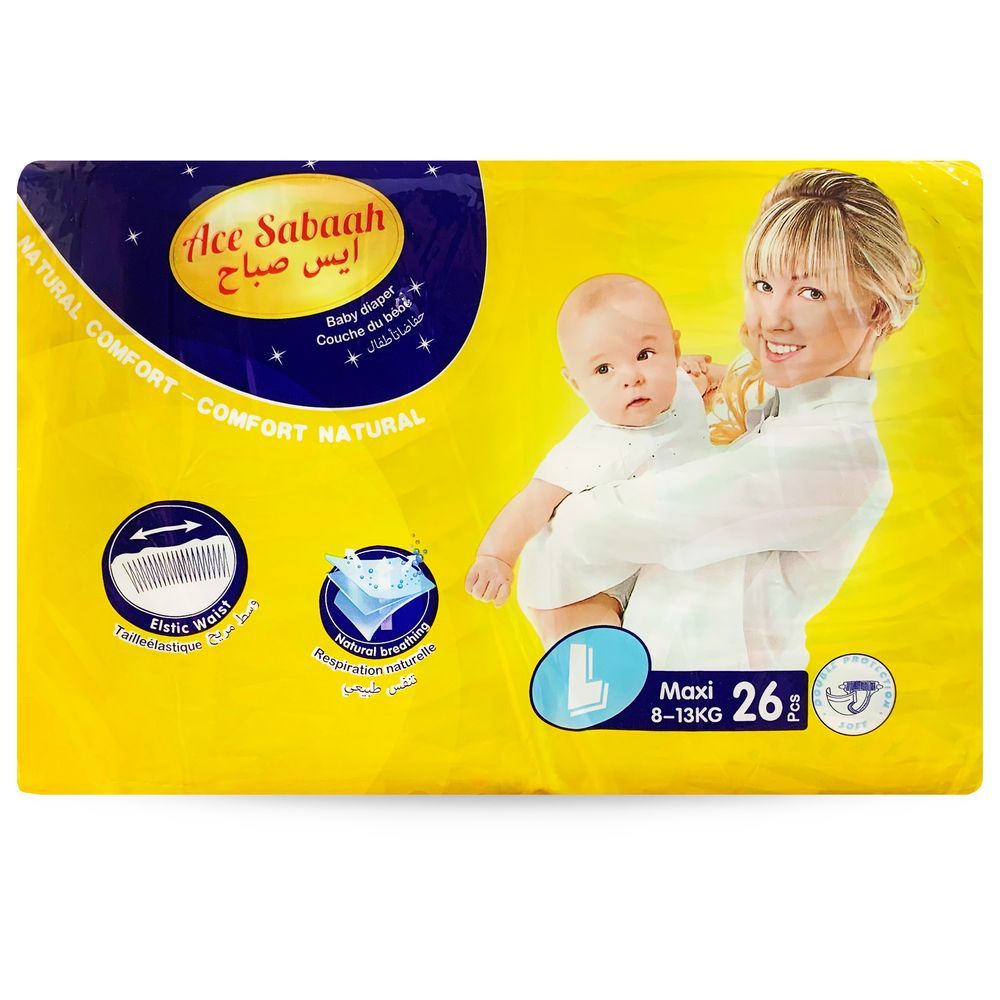 Ace Sabaah - Natural Baby Diapers Size L 8-13kg 26pcs