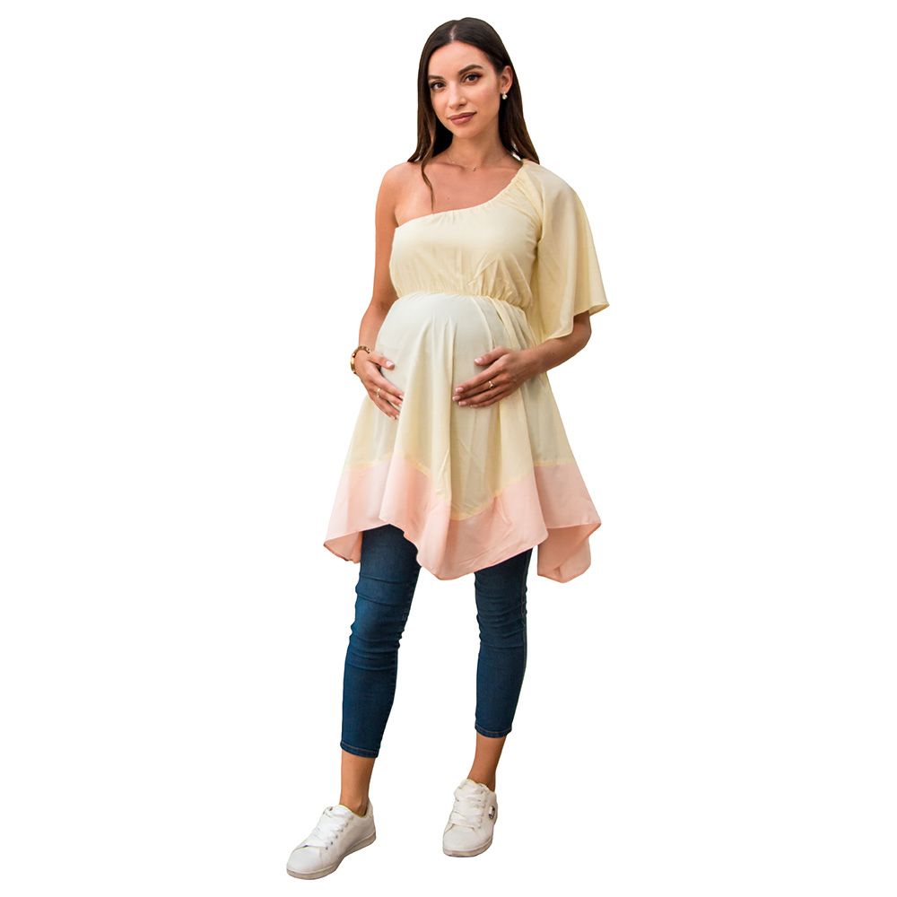 Blush - One Shoulder Handkerchief Top - Yellow