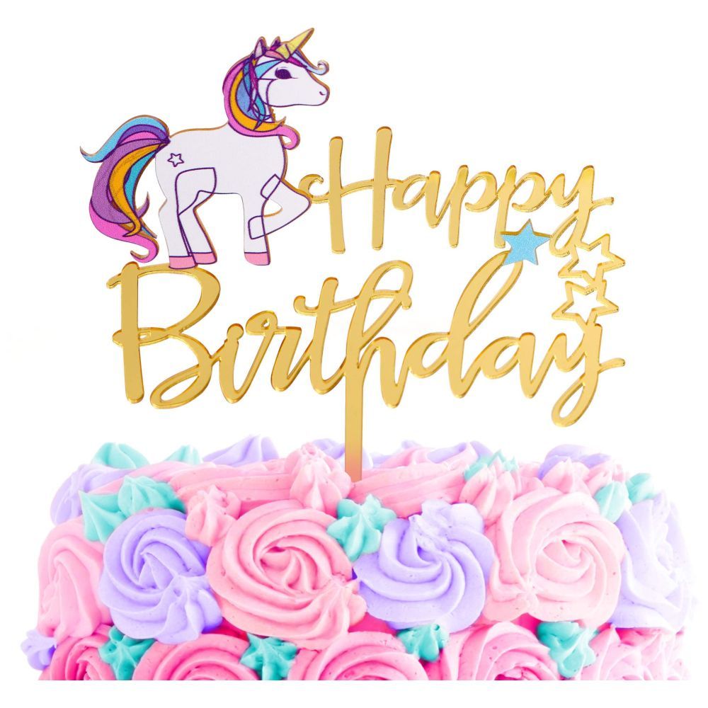 Highland - Gold Acrylic Unicorn Cake Topper 