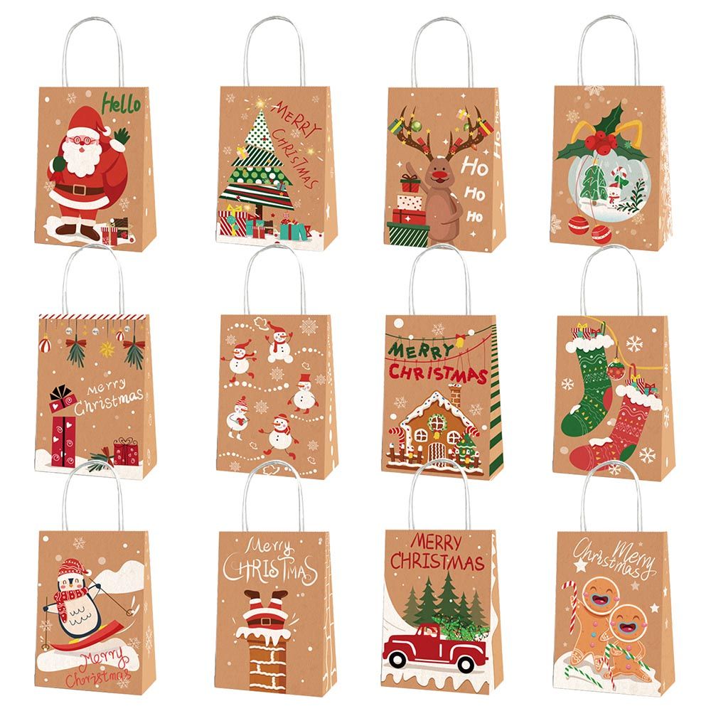 Highland - Merry Christmas Gift Bags - 12pc - Brown