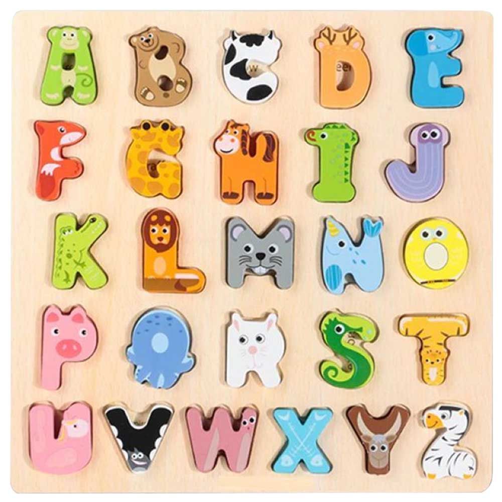 Highland - Wooden Animal Theme Alphabet Learning Puzzle Board