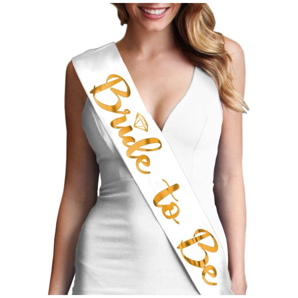 Highland - Bride to be Sash - White and Gold