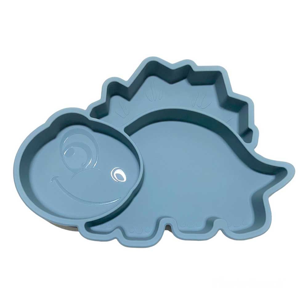 Highland - Dinosaur Silicone Baby Feeding Plate - Grey