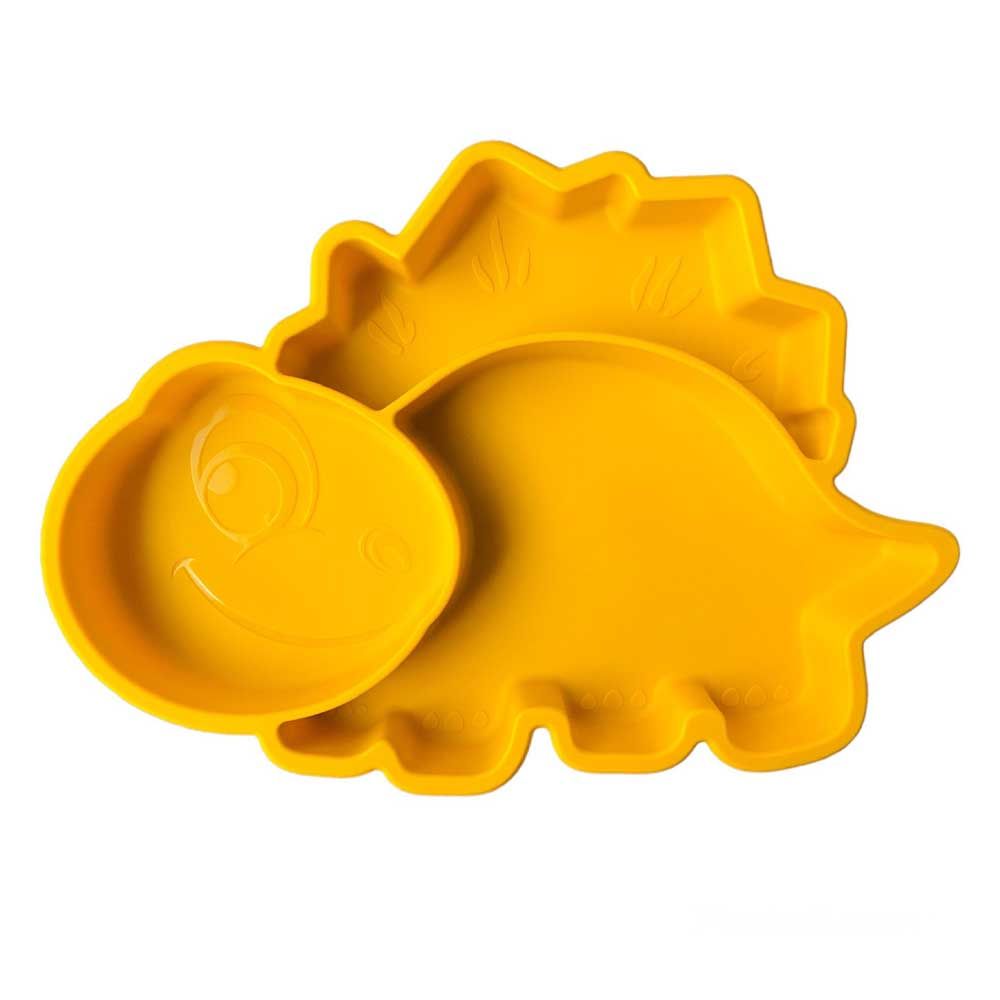 Highland - Dinosaur Silicone Baby Feeding Plate - Yellow