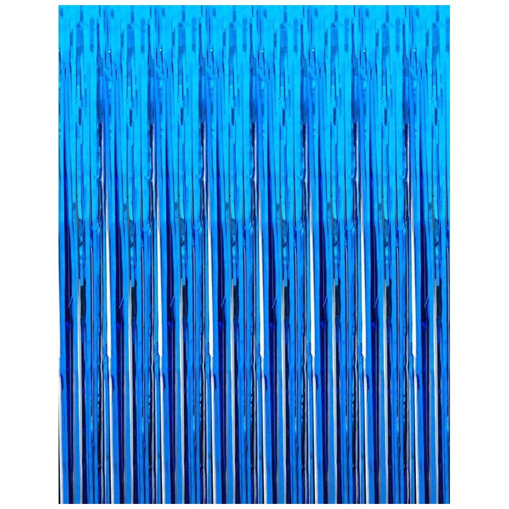 Highland - Blue Metallic Foil Fringe Curtain 1pcs