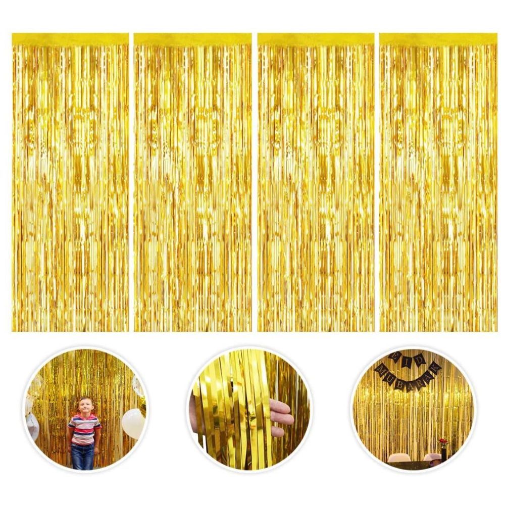 Highland - Golden Metallic Foil Fringe Curtain 4pcs