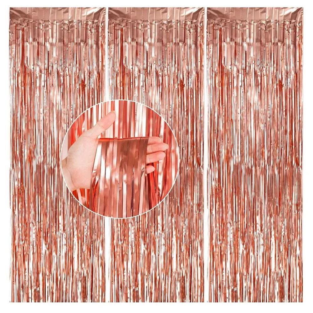 Highland - Rose Gold Metallic Foil Fringe Curtain 4pcs