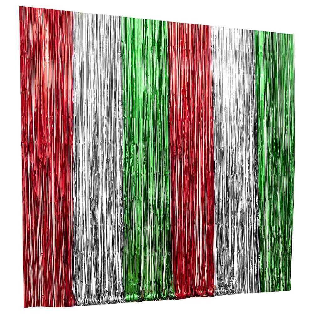 Highland - Foil Curtain Christmas Decors - Red/Green/Silver 