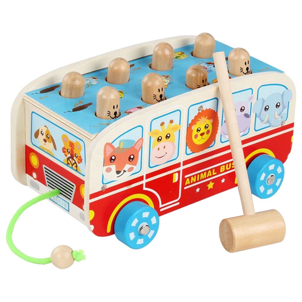 Highland - 2-in-1 Animal Bus Hammer Pound Pull Along Toy