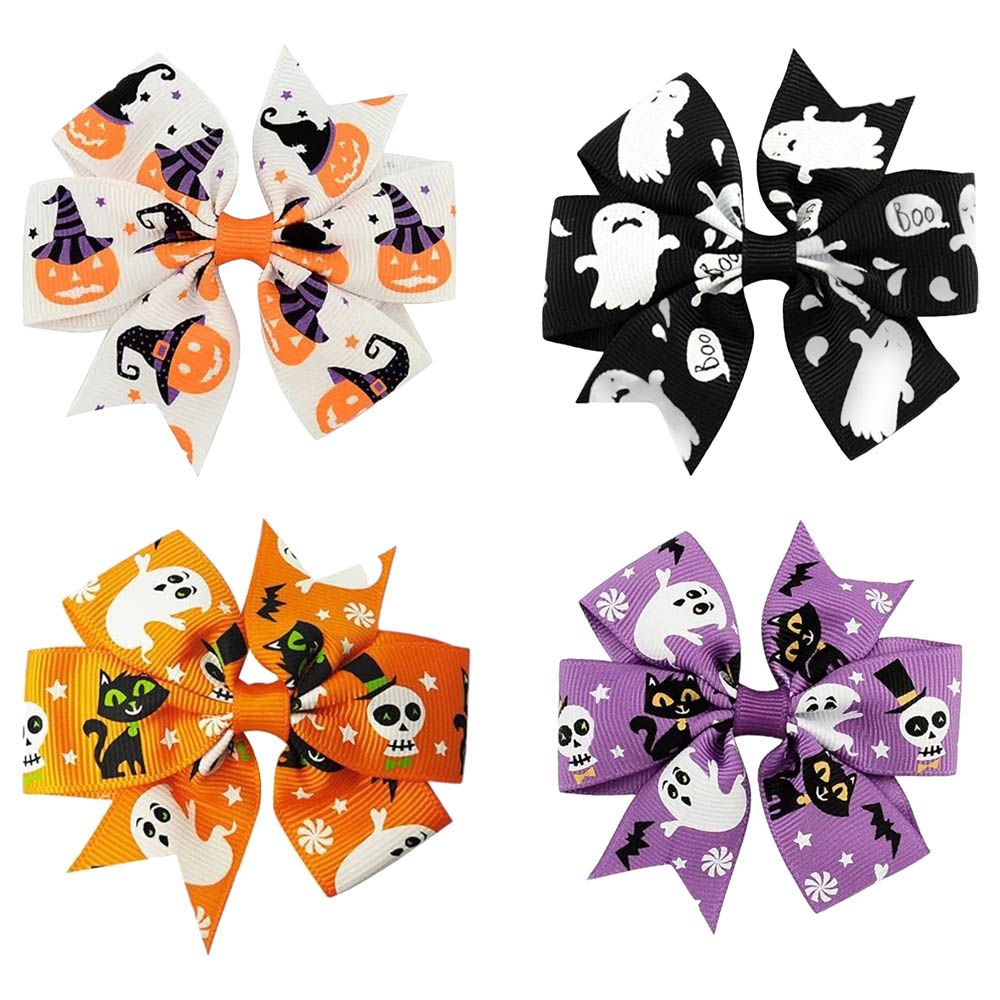 Highland - Halloween Bow Clips Hair Accessory - 4pcs