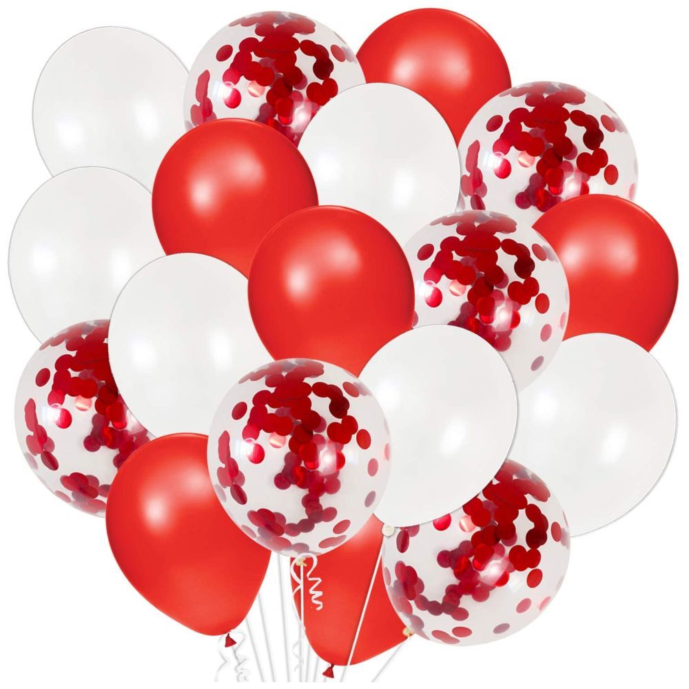 Highland - Red, White Confetti Balloons - Pack of 40 