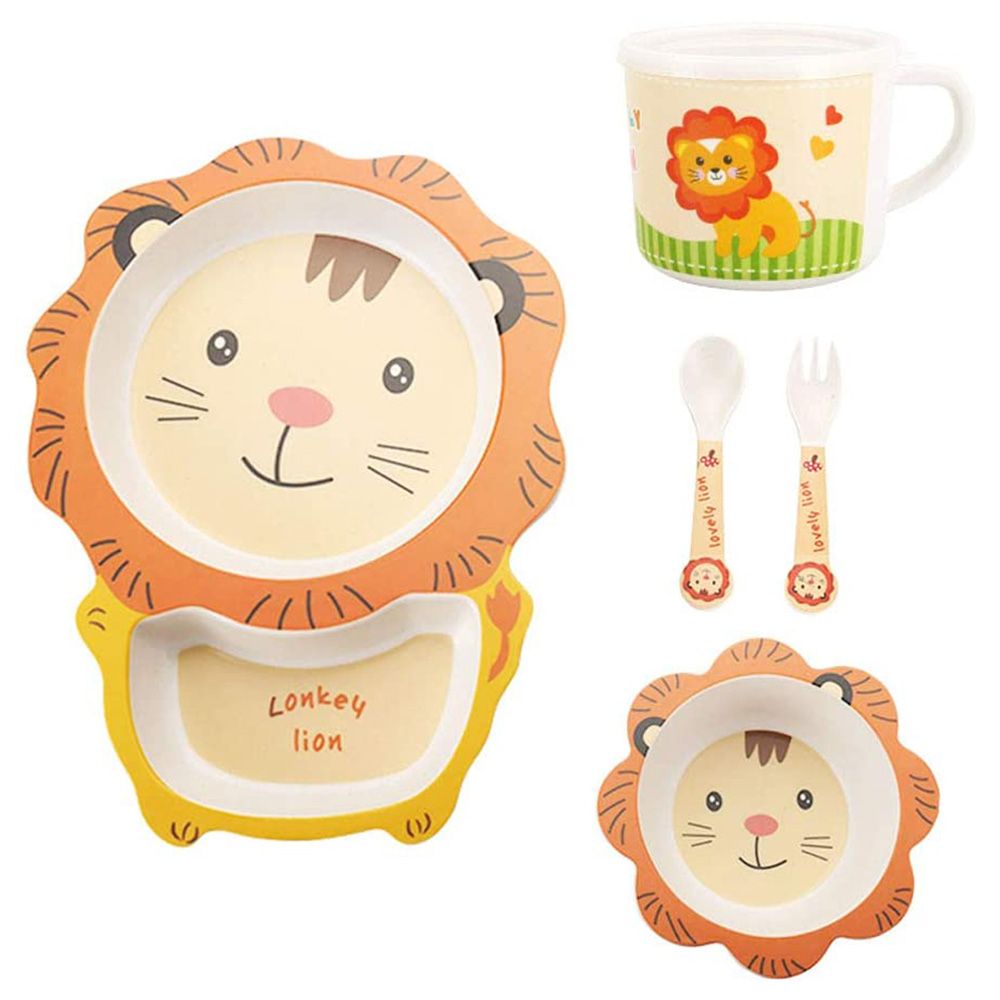 Highland - 5 Pc Lion Theme Kid's Plate and Cutlery Set